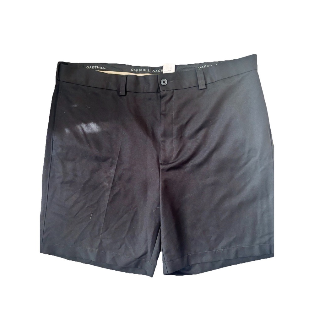 Oak Hill Mens Black Polyester Flat Front‎ Casual Shorts Big Tall 45x9 Chino Golf